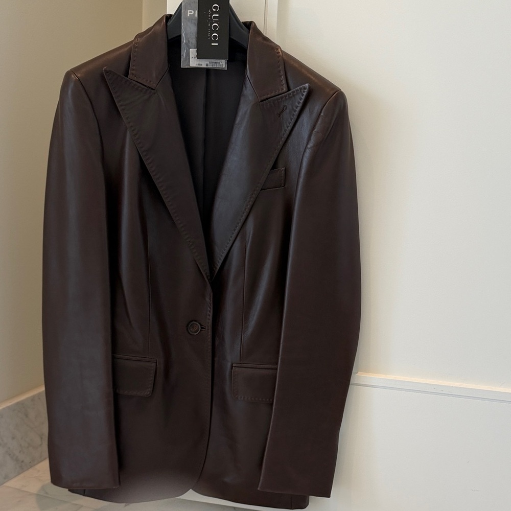 Vintage Gucci Dark Brown Leather Jacket, Tom Ford Era - Picture 2 of 11